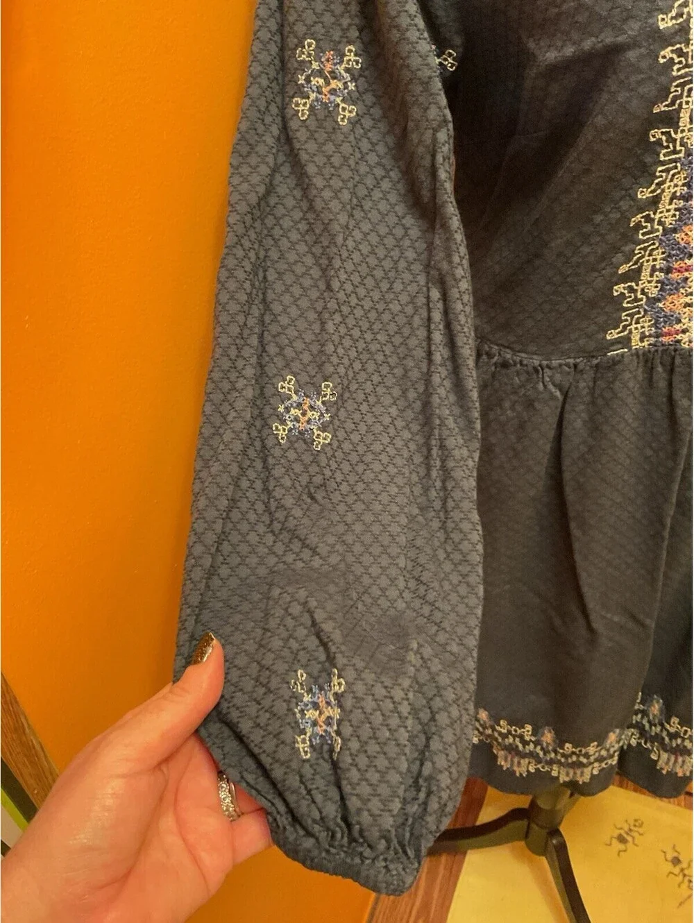 Knox Rose Navy Blue Embroidered Dress Size Medium